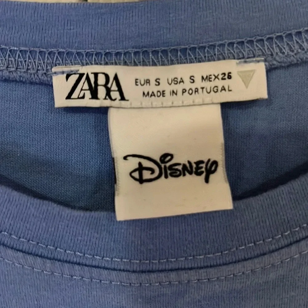 Zara Disney Blue L.A Love story Minnie Mouse T-Shirt Sz S - Picture 6 of 12